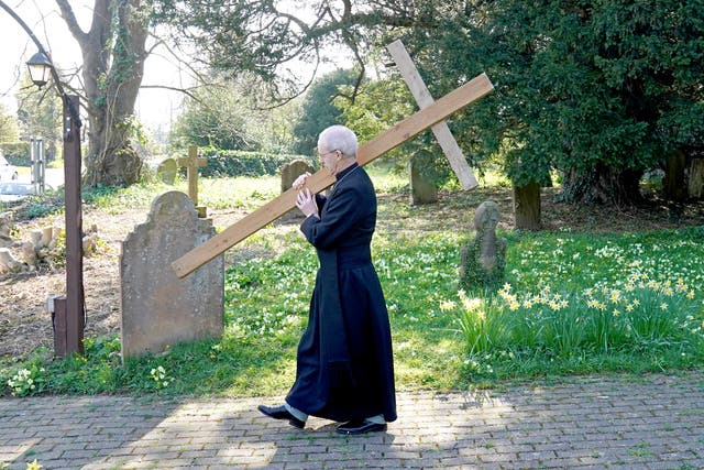 <p>Justin Welby during the Walk of Witness at St Mary’s Church, Sellindge</p>
