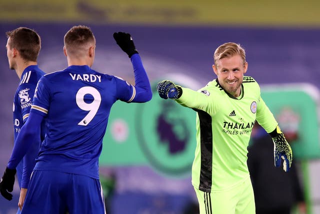 Leicester goalkeeper Kasper Schmeichel knows they need extra firepower without Jamie Vardy (Alex Pantling/PA)