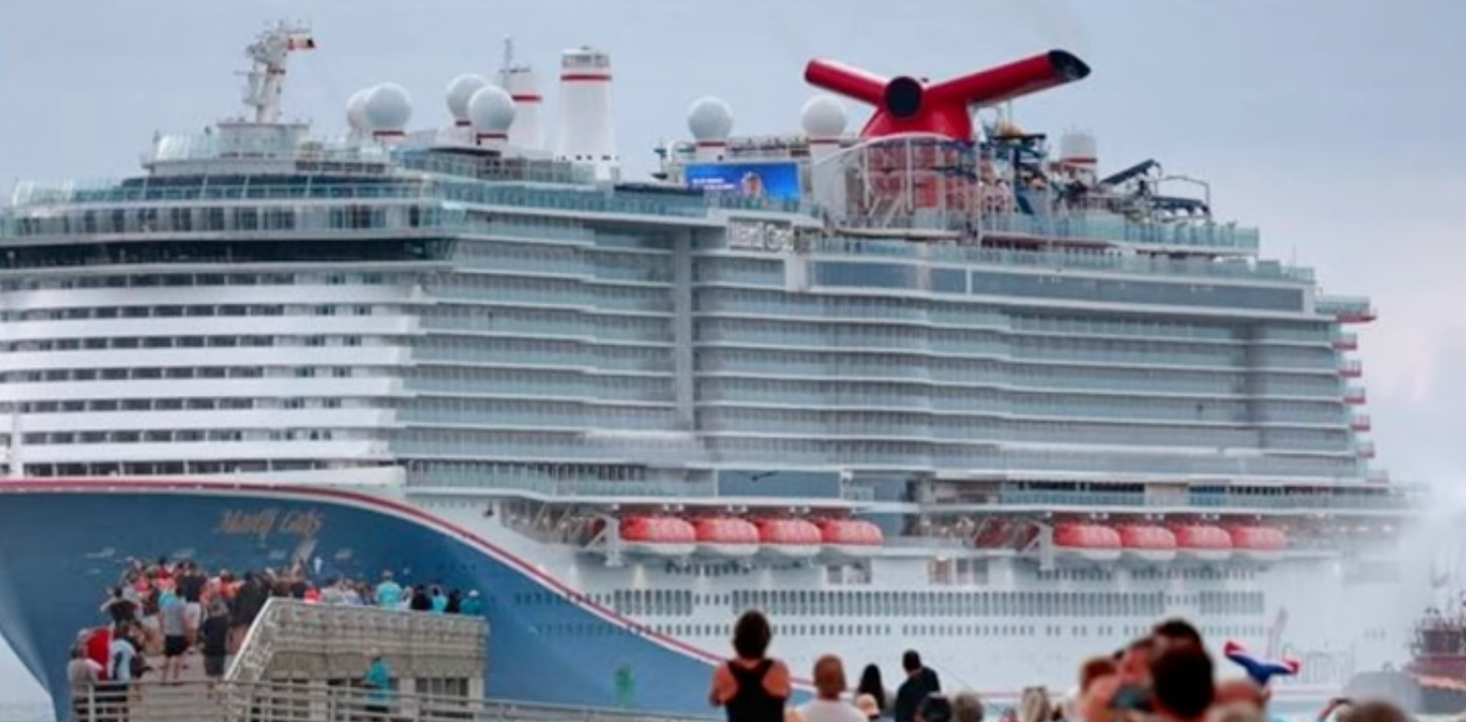 The Carnival cruise ship Mardi Gras in 2021.