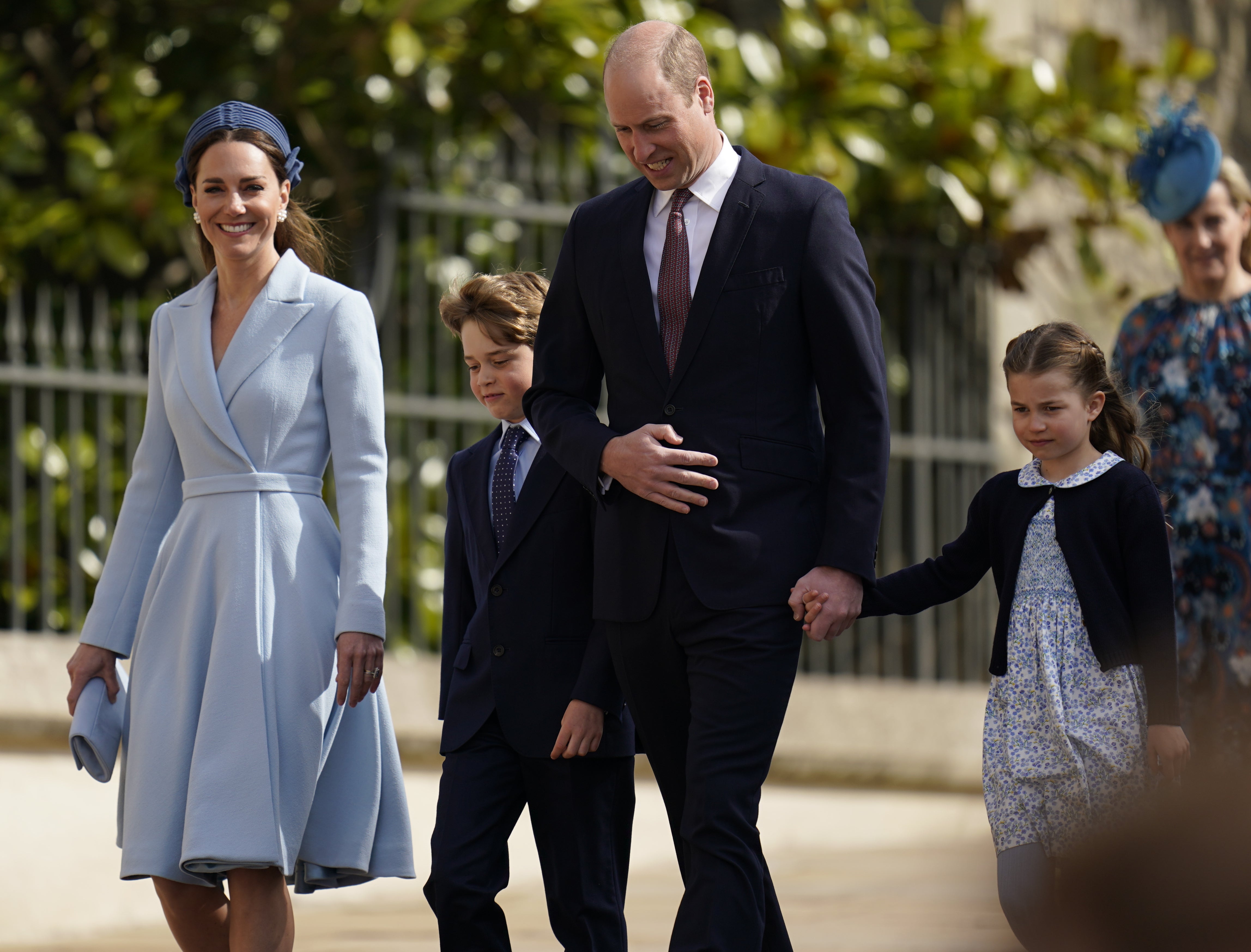 The Duke of Cambridge held his daughter’s hand as they headed into the chapel on Sunday morning (Andrew Matthews/PA)