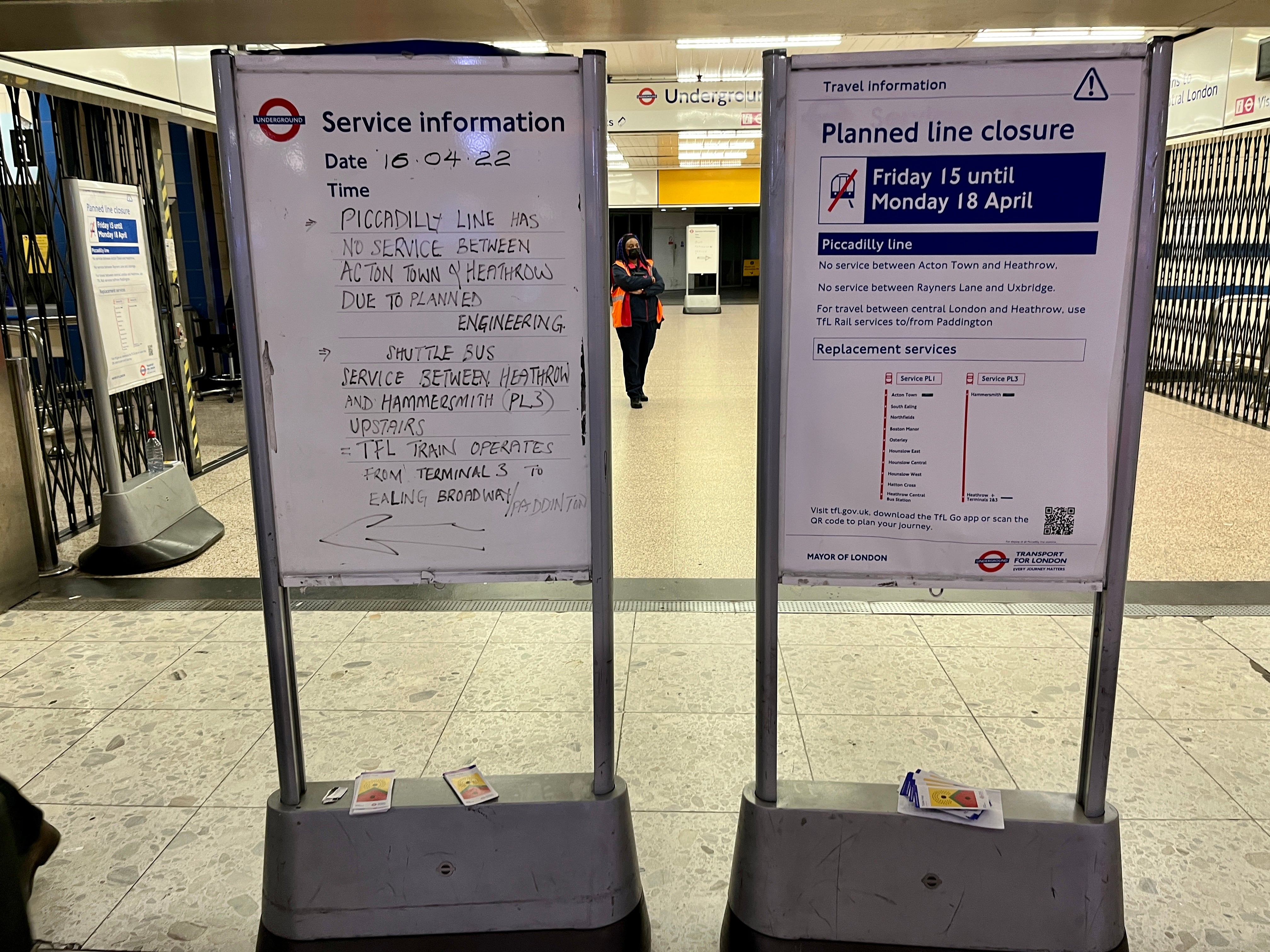 No way: Heathrow Central Tube station on Saturday, closed for engineering work