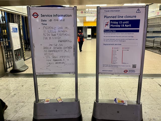 <p>No way: Heathrow Central Tube station on Saturday, closed for engineering work</p>