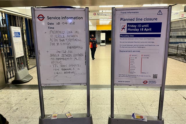 <p>No way: Heathrow Central Tube station on Saturday, closed for engineering work</p>
