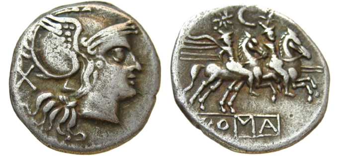 Roman denarius, the standard Roman silver coin