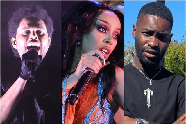 <p>The Weeknd, Doja Cat and Dave perform at Coachella 2022 </p>