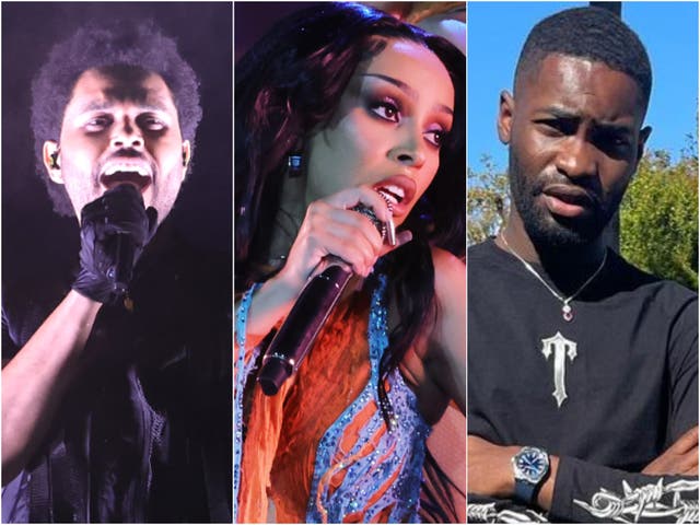 <p>The Weeknd, Doja Cat and Dave perform at Coachella 2022 </p>