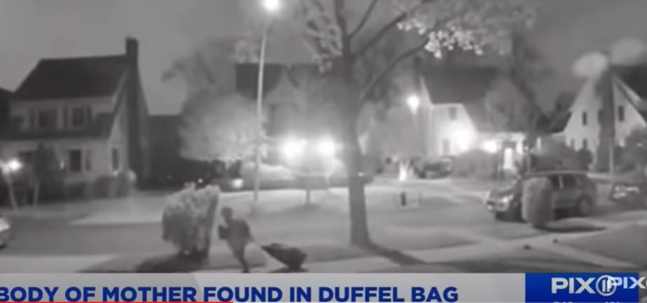 NYPD share image believed to show suspect pulling murdered mother of two away in a duffel bag