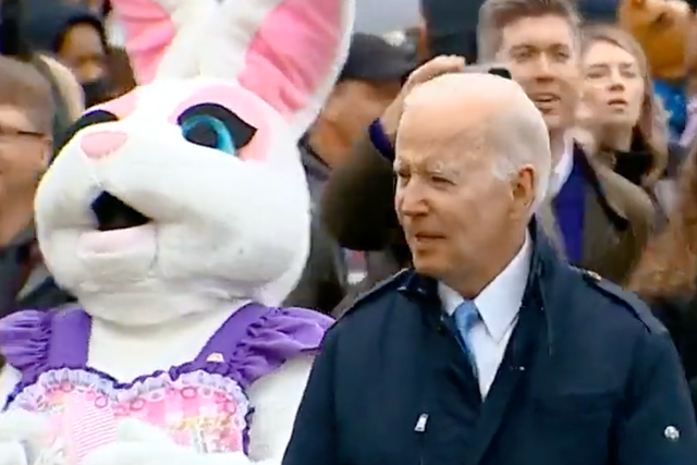 <p>President Joe Biden was accompanied by the Easter bunny during a meet and greet on Monday</p>