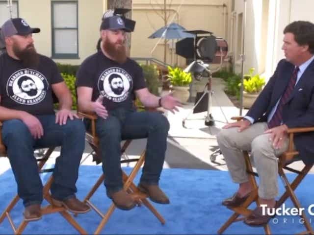 <p>The Bearded Butchers speaking with Tucker Carlson</p>