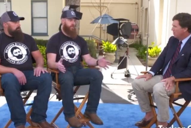 <p>The Bearded Butchers speaking with Tucker Carlson</p>