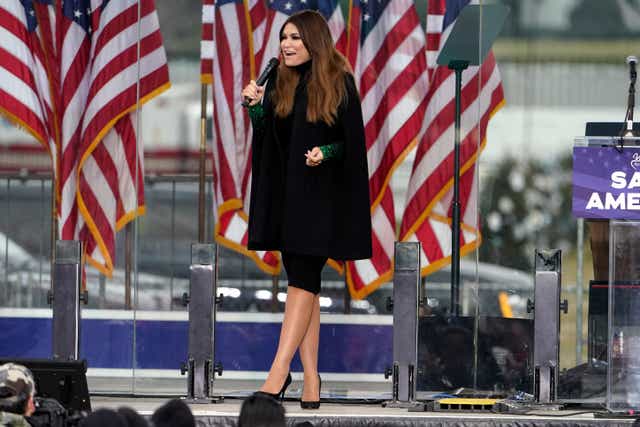 <p>Kimberly Guilfoyle at a rally in support of then-president Donald Trump</p>