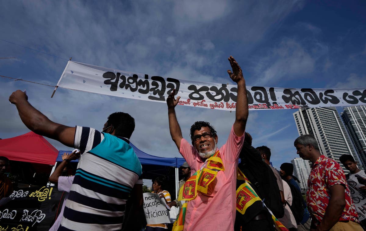 Шри 2022. Sri Lanka people. Mottos of the protesters against the President and Prime-Minister. New people.