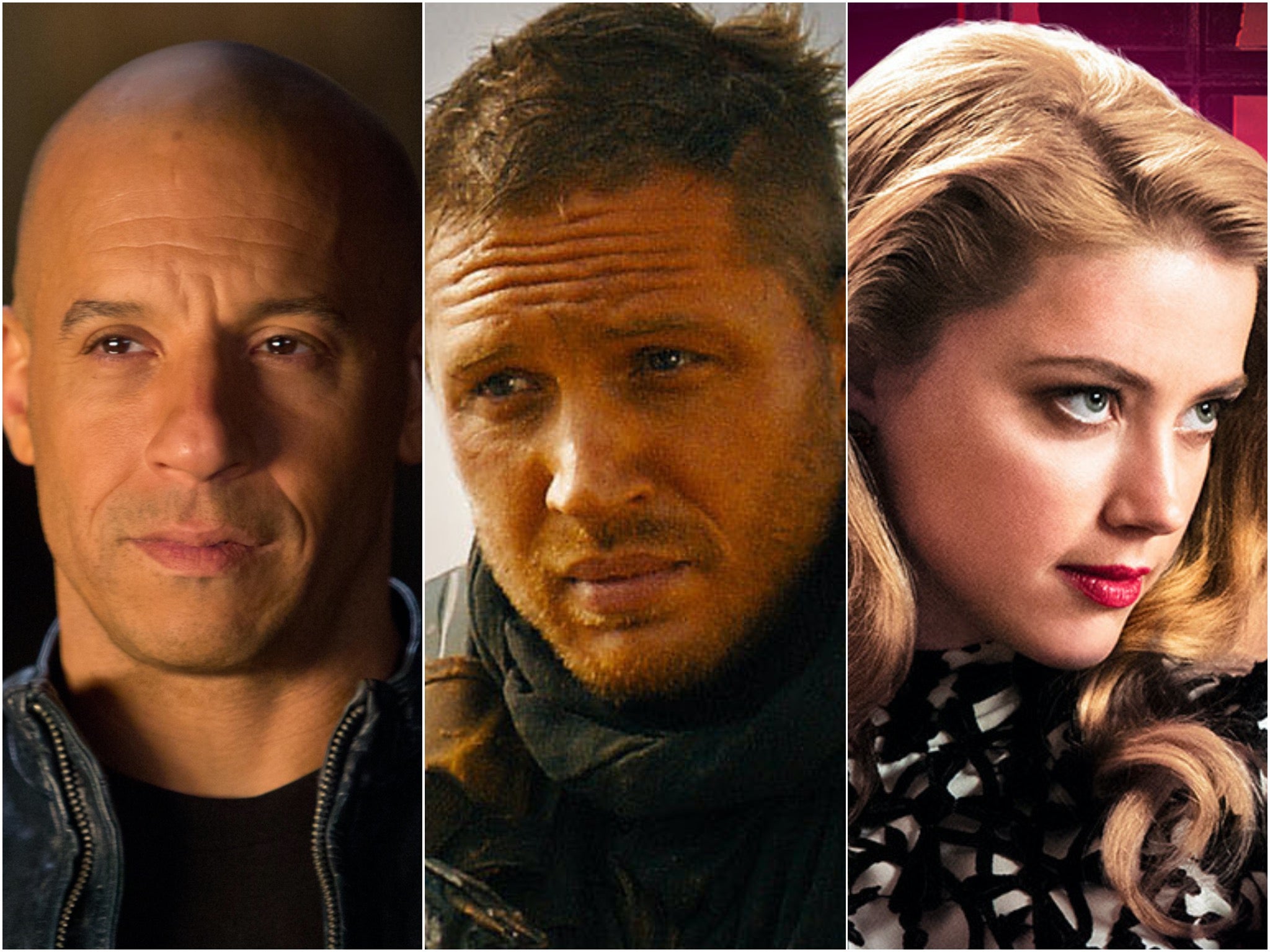 ‘Fast & Furious’ star Vin Diesel, Tom Hardy in ‘Mad Max: Fury Road’ and Amber Heard in ‘London Fields'