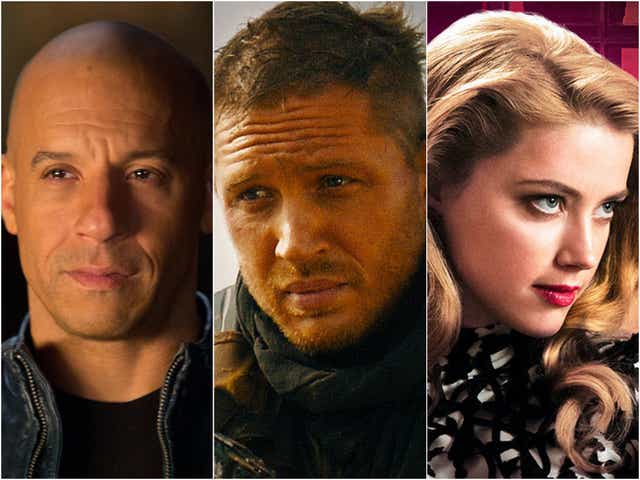 <p>La estrella de ‘Fast & Furious’  Vin Diesel; Tom Hardy en ‘Mad Max: Fury Road’ y Amber Heard en ‘London Fields’</p>