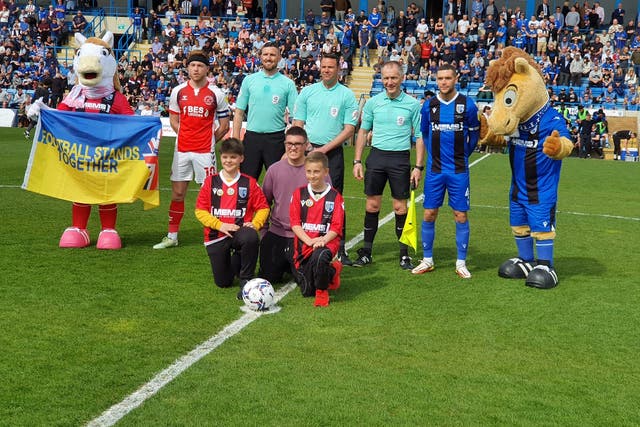 Daniel Lysak (front left) poses for a photo ahead of Gillingham’s League One clash against Fleetwood Town (Malcolm Bell)