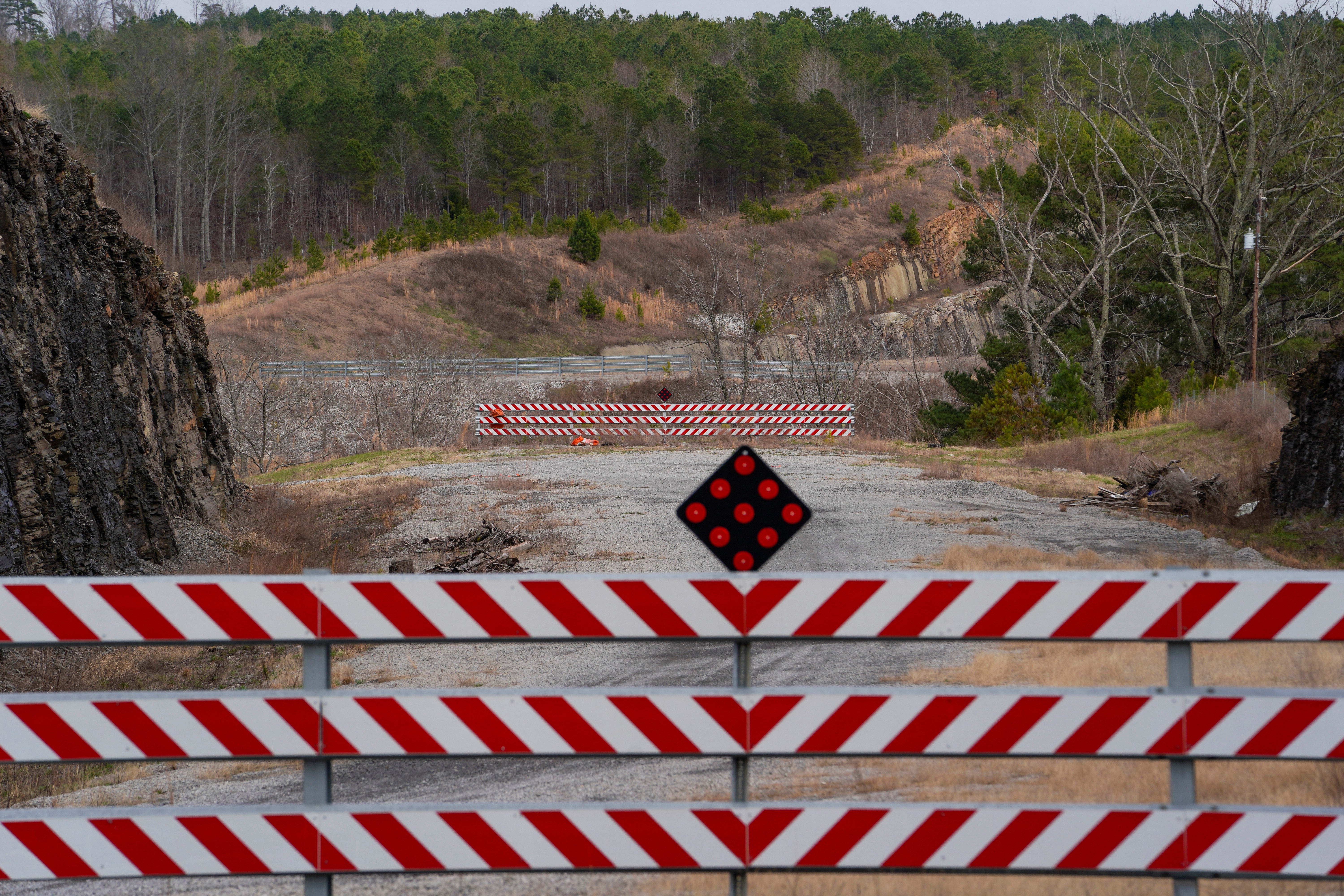 <p>An unfinished section of beltline freeway is seen near Pinson, Alabama, U.S., February 23, 2022. Picture taken February 23, 2022</p>