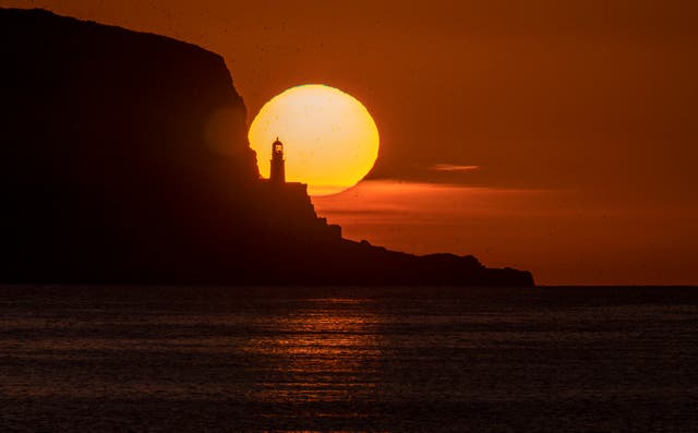 Sunrise behind the Bass Rock off the East Lothian coast near North Berwick
