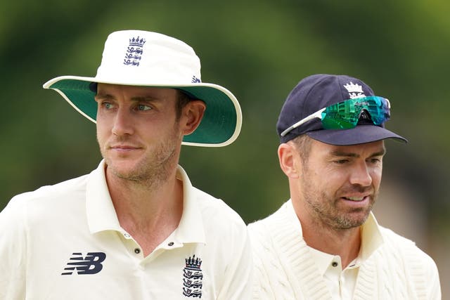 James Anderson, right, and Stuart Broad are set to appear for Lancashire and Nottinghamshire respectively this week (Tim Goode/PA)