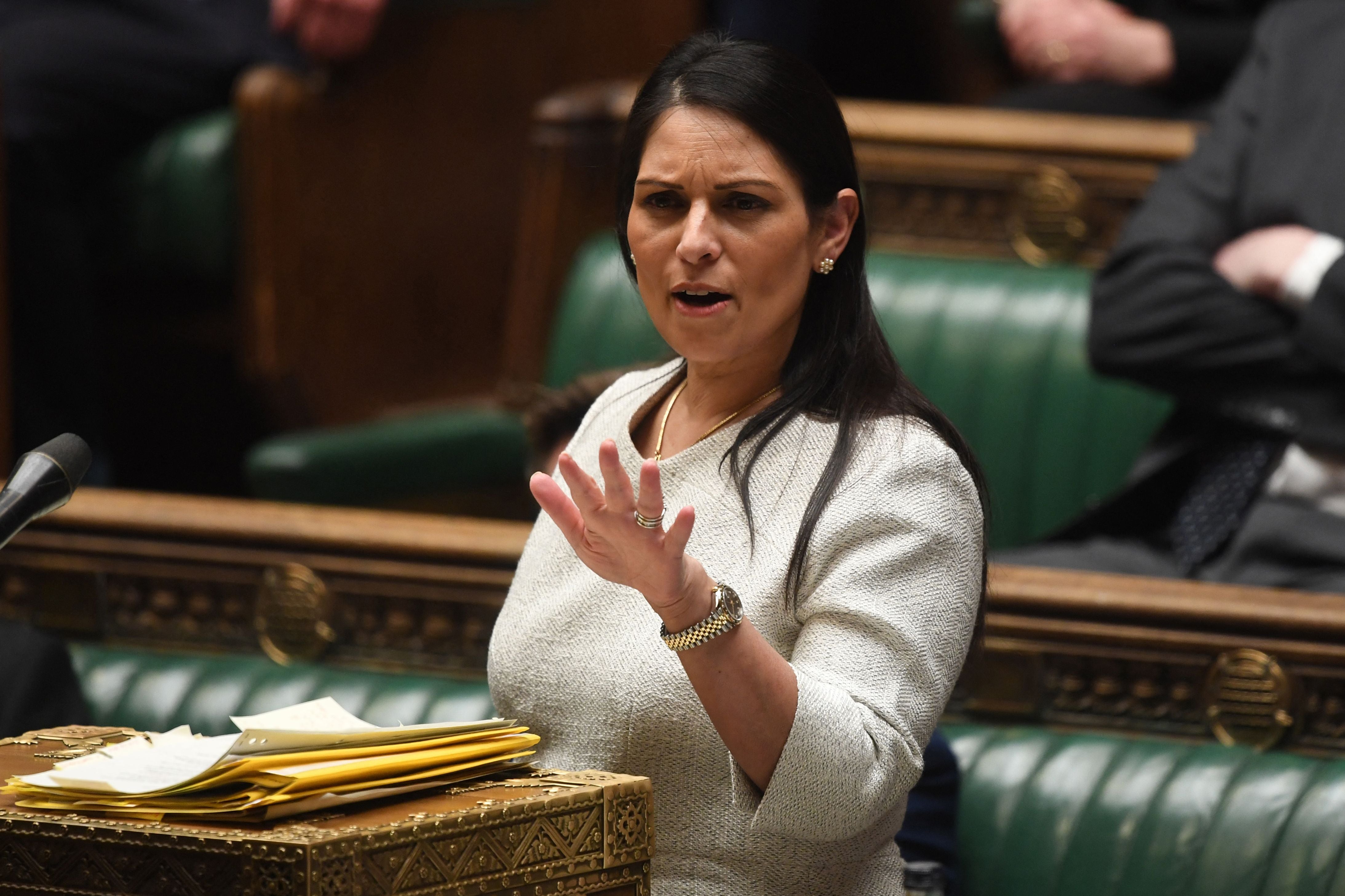The home secretary, Priti Patel, in the House of Commons