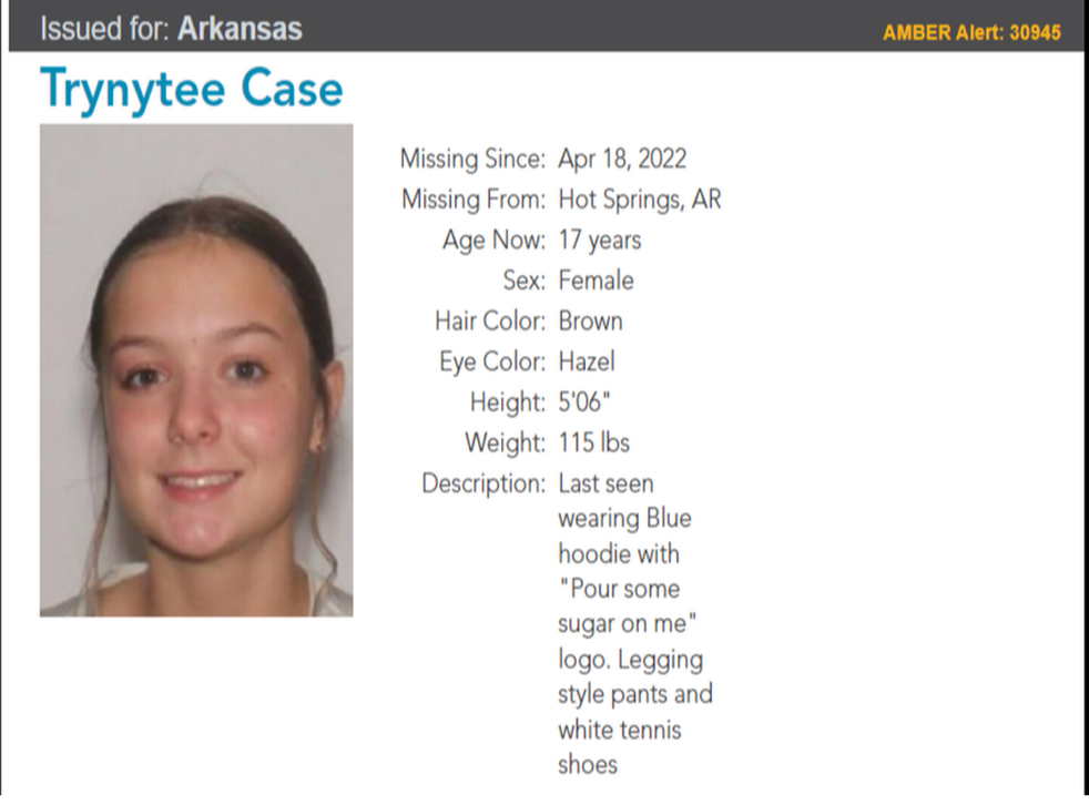 <p>Amber alert issued for 17-year-old Trynytee Case in Arkansas</p>
