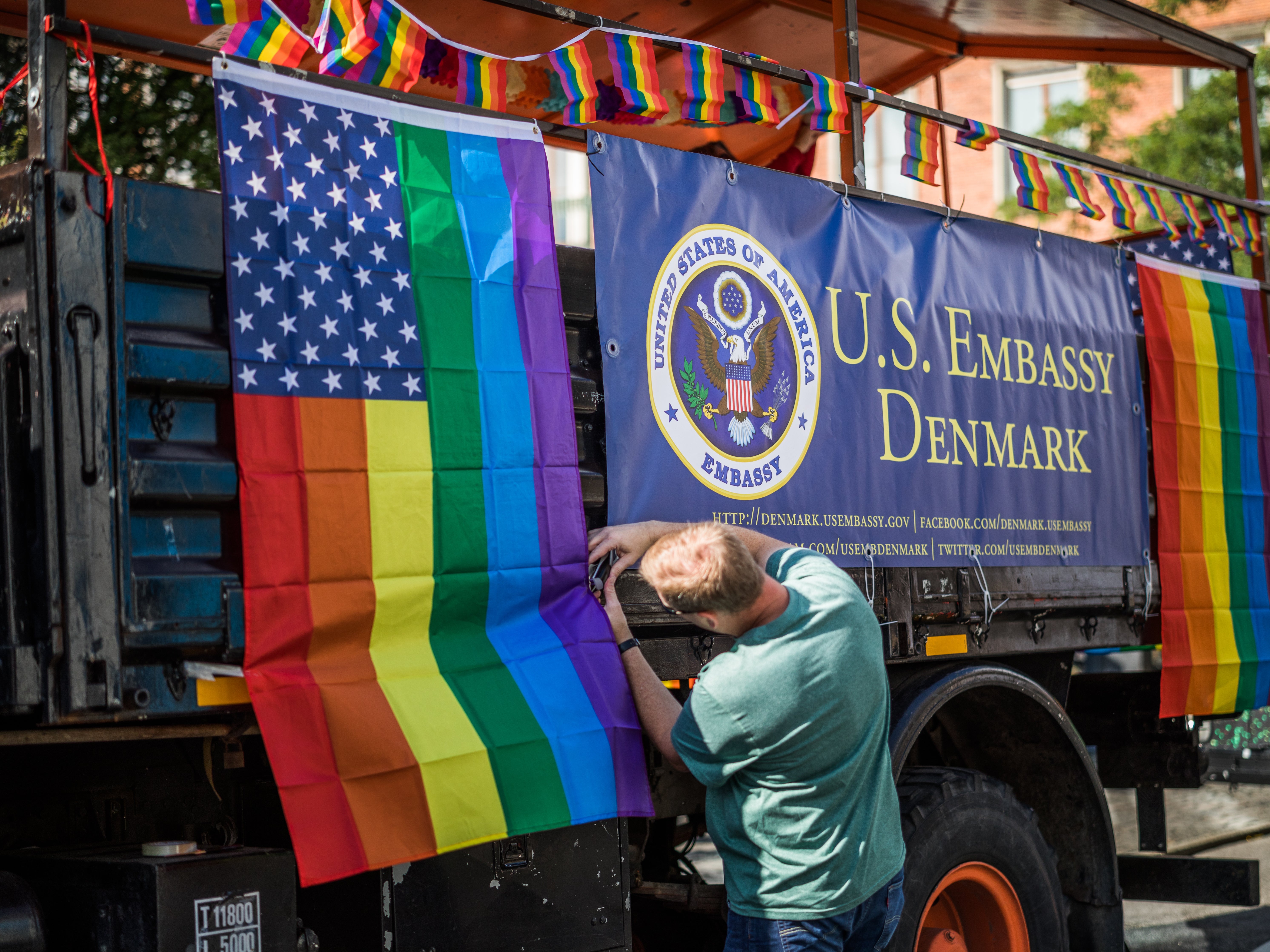 The US embassy in Denmark taking part in Copenhagen Pride in 2017