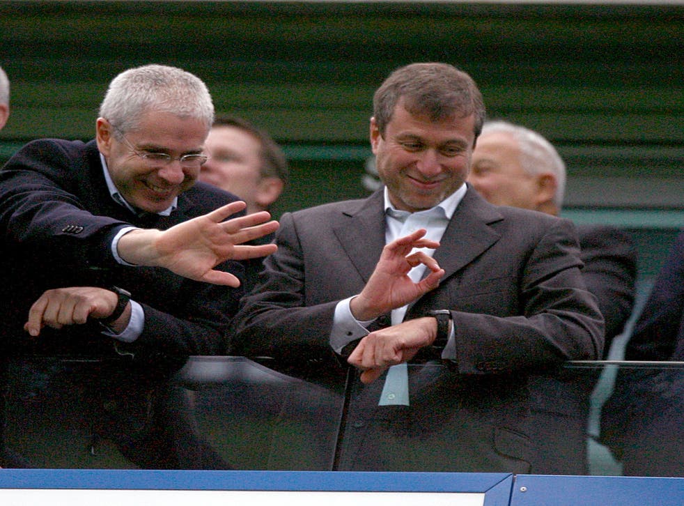 Eugene Tenenbaum, left, with Chelsea owner Roman Abramovich, right (Nick Potts/PA)