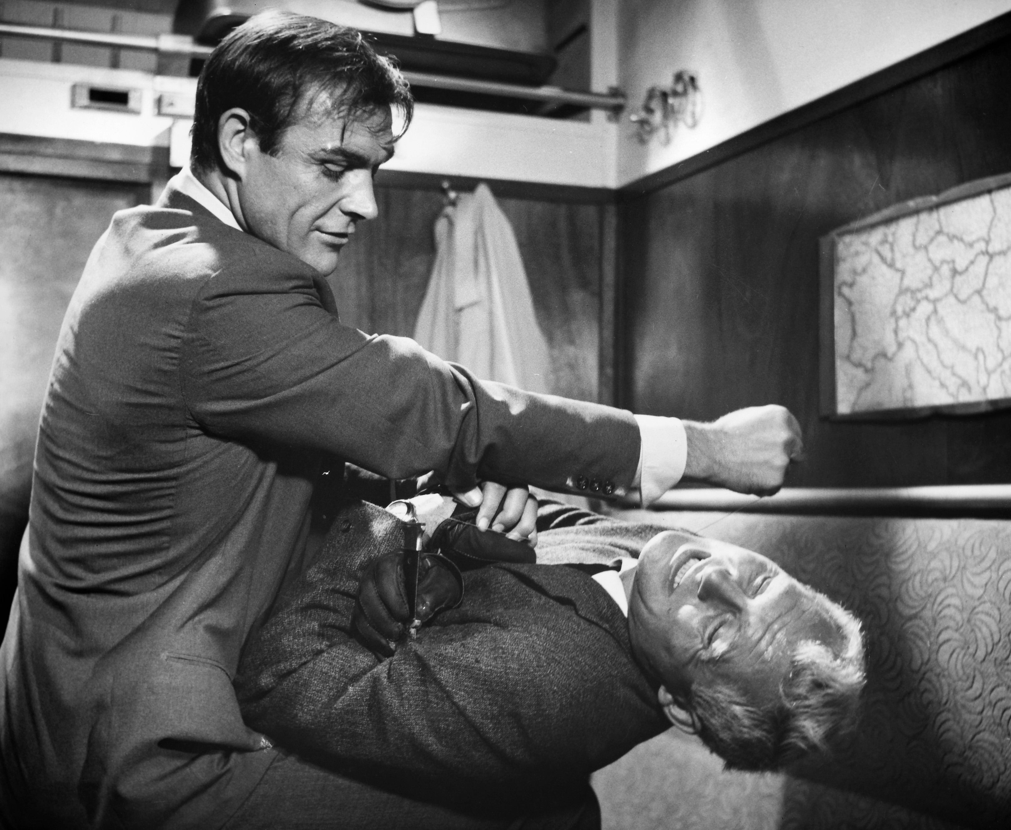 Robert Shaw as Donald ‘Red’ Grant and Sean Connery as James Bond in ‘From Russia with Love’ in 1963
