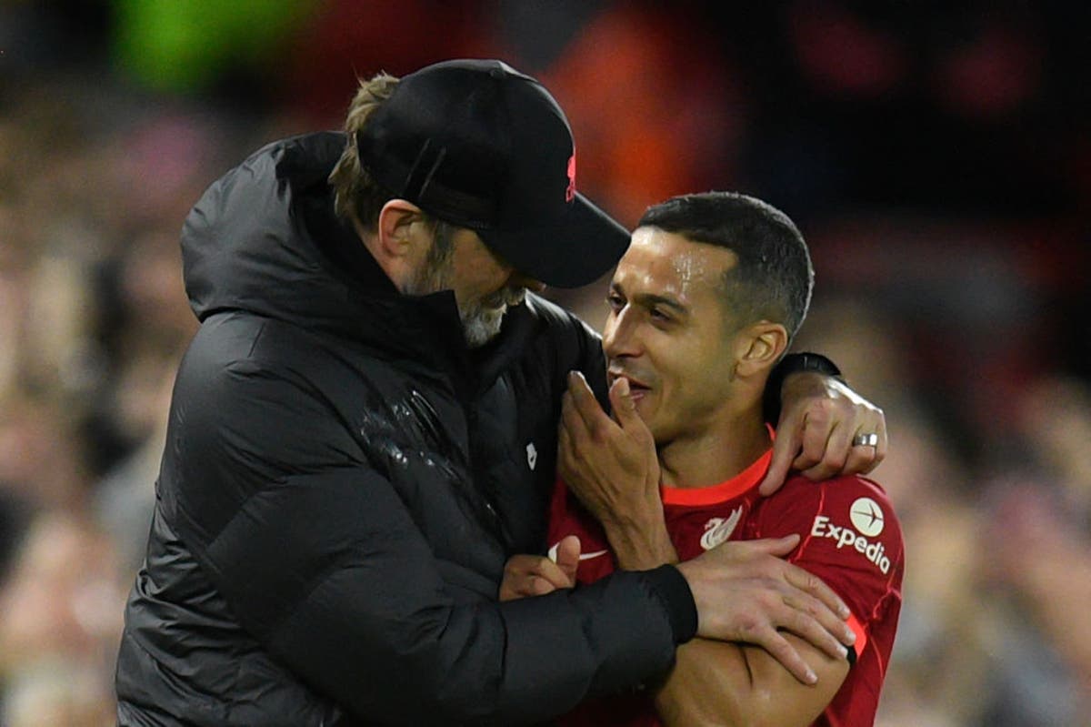Jurgen Klopp hails ‘full package’ Thiago after ‘outstanding’ display against Manchester United Jurgen Klopp hails ‘full package’ Thiago after ‘outstanding’ display against Manchester United