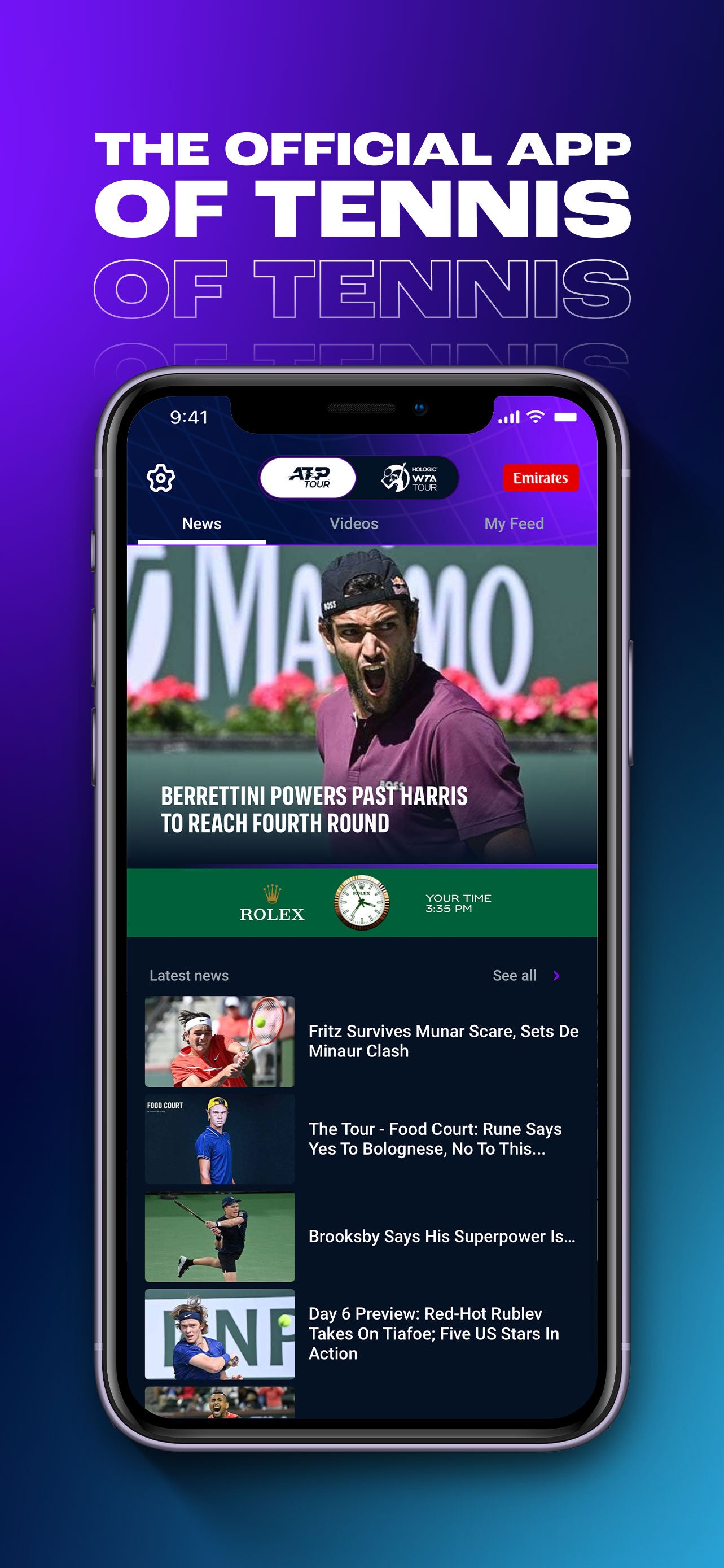 The new app will offer news and score updates from across both tours. (ATP/WTA)