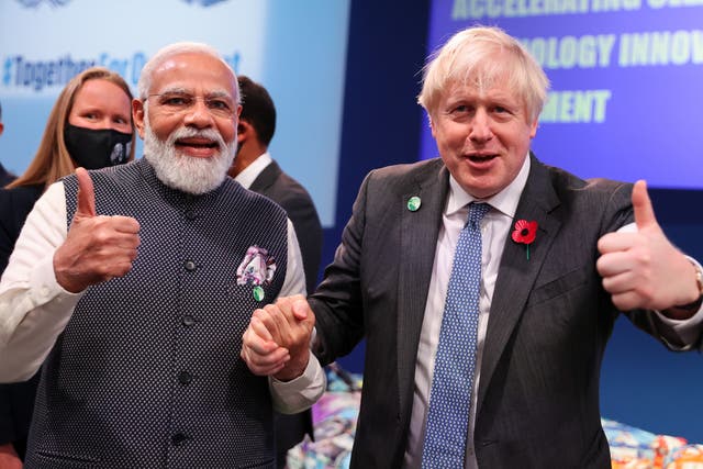 <p>Narendra Modi and Boris Johnson will hold talks on Friday </p>