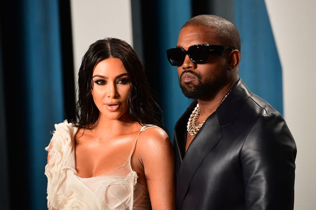 <p>Kim Kardashian and Kanye West</p>