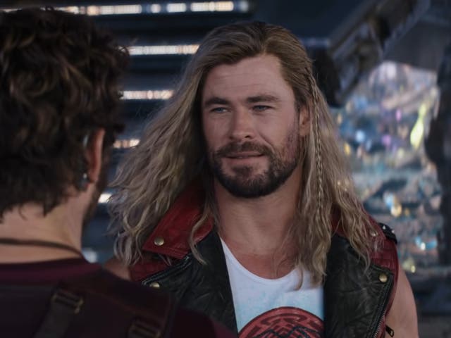 <p>Chris Hemsworth in the trailer for ‘Thor: Love and Thunder'</p>