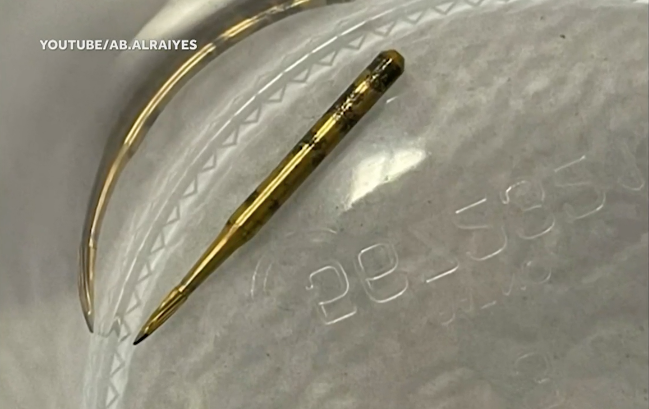 <p>The one-inch drill bit retrieved from an Illinois man’s lung last month is seen after a team of doctors used a new device to navigate the patient’s airways without damaging his lungs or respiratory tracts.</p>
