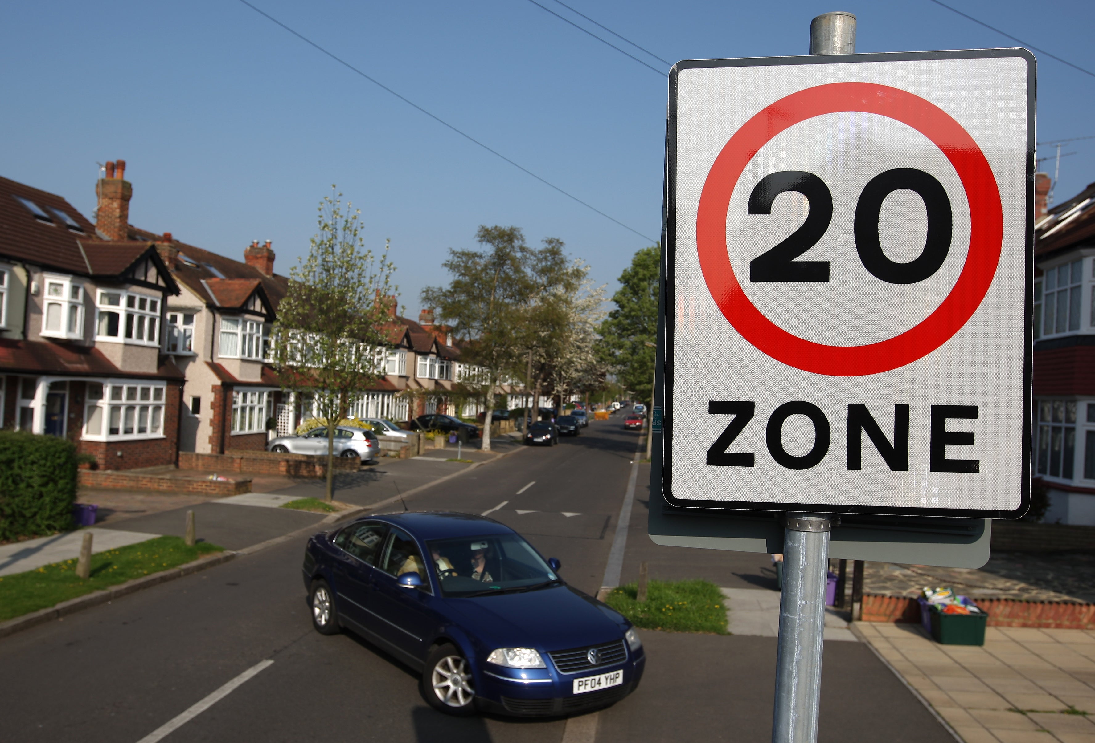 A suburban speed limit enforced