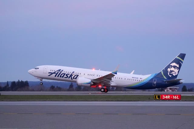 <p>File photo of an Alaska Airlines flight departing Seattle for San Diego </p>