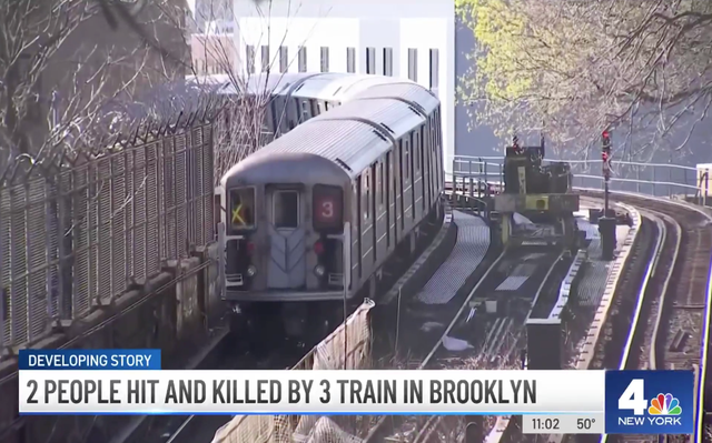 <p>Police say the conductor of a subway train in Brooklyn stopped his train and called 911 after he saw two dead bodies on the tracks</p>