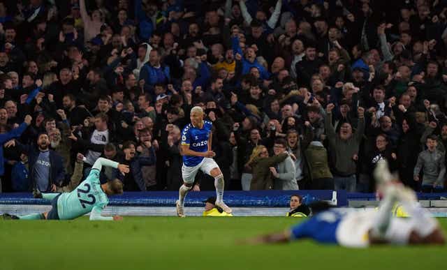 Richarlison scored a late equaliser against Leicester to salvage a point for Everton (Tim Goode/PA)