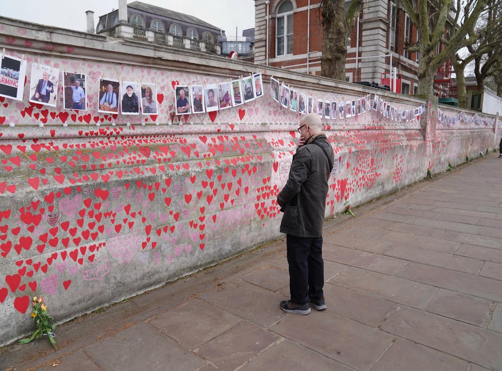 <p>Covid memorial wall in London</p>