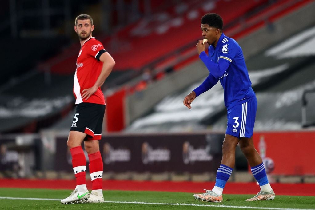 Muslim players like Wesley Fofana (right, breaking his fast during a match while a Leicester player in April 2021) will be allowed to eat and drink during a natural pause in play