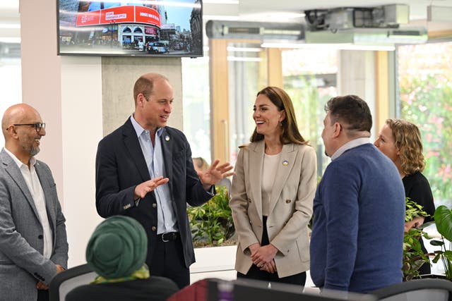 The Duke and Duchess of Cambridge meet Disasters Emergency Committee staff (Jeff Spicer/PA)
