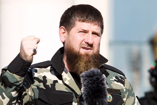<p>Ramzan Kadyrov, leader of the Russian province of Chechnya gestures speaking</p>