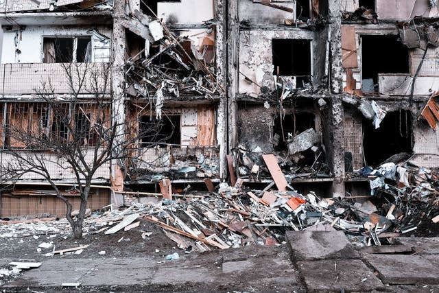 Handout photo issued by Maia Mikhaluk of damage to property in Kyiv, Ukraine, caused by an explosion during Russia’s invasion of Ukraine. Issue date: Friday February 25, 2022.