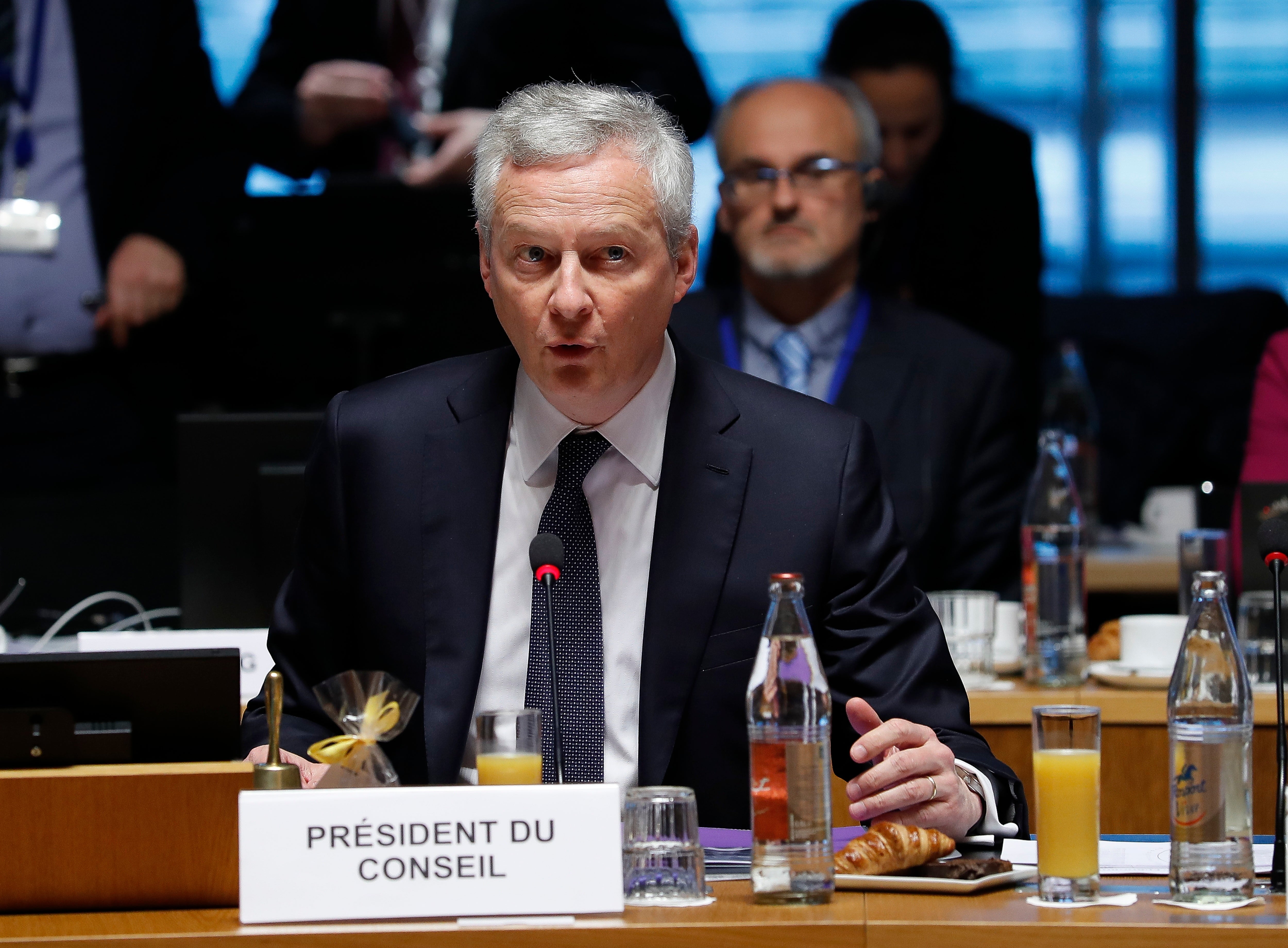 <p>French finance minister Bruno Le Maire at the finance ministers meeting in Luxembourg</p>