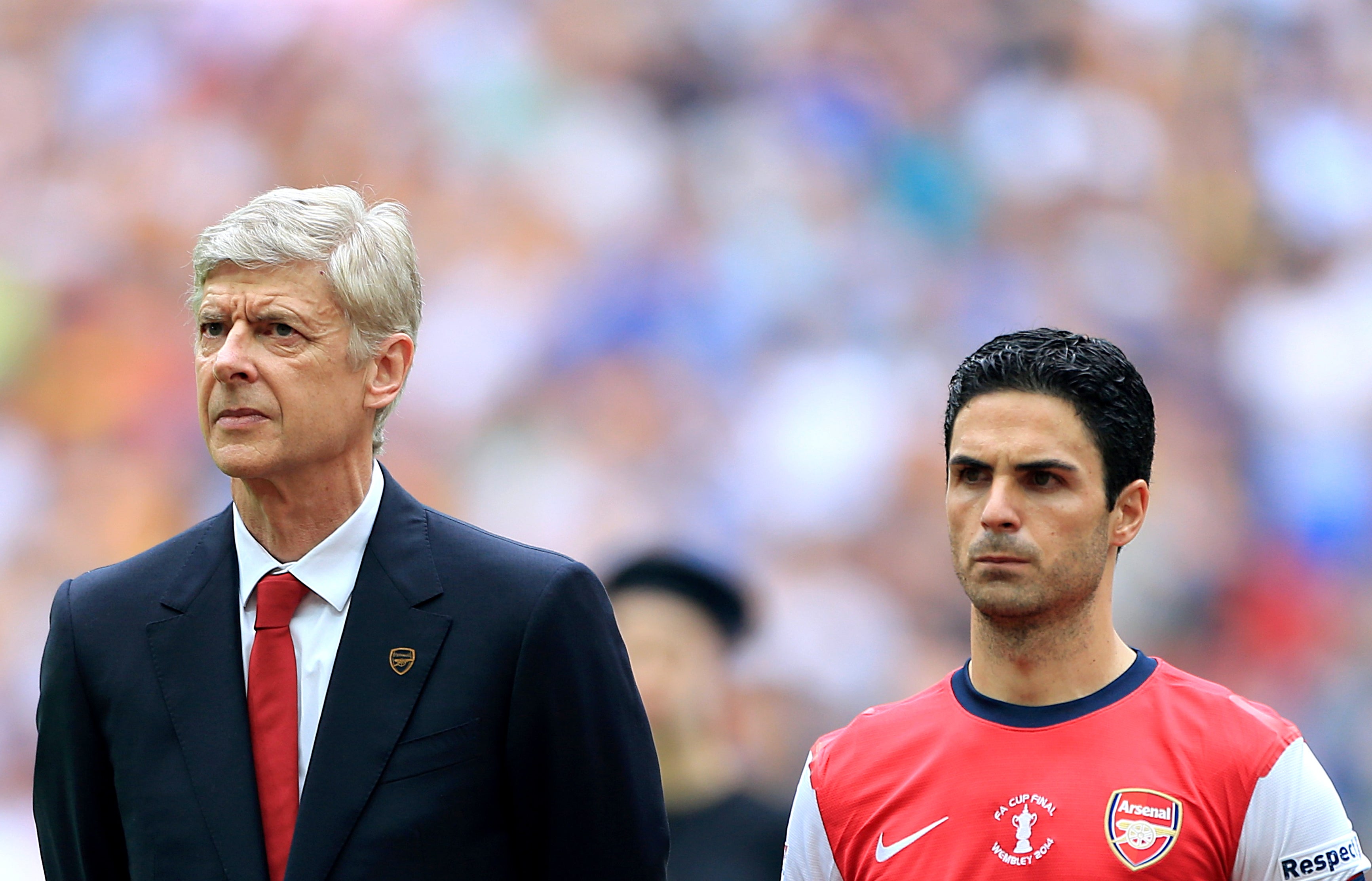 Mikel Arteta, right, played under Arsene Wenger)