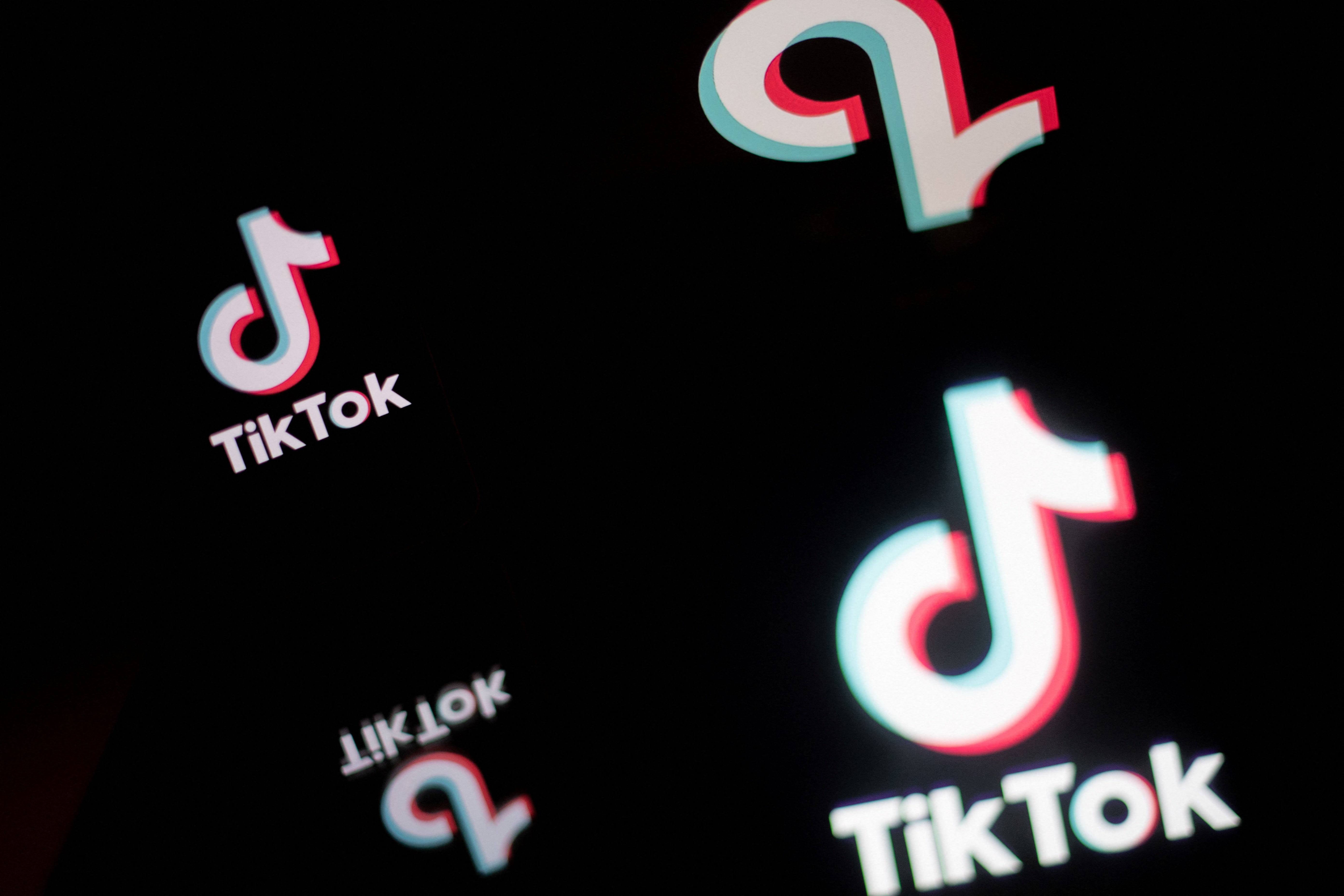 A picture taken on 21 January 2021 in Nantes, western France shows a smartphone with the logo of Chinese social network Tik Tok