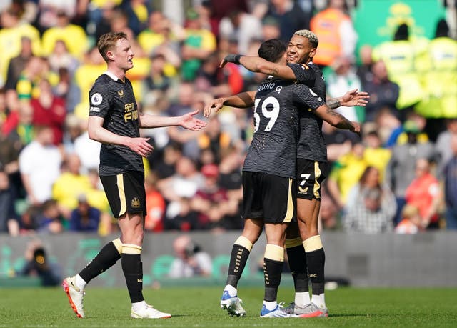 Eddie Howe insisted both Joelinton and Bruno Guimaraes are “a joy to work with” after they both found the net in a 3-0 win at struggling Norwich (Zac Goodwin/PA)