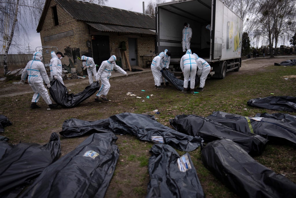 Ukrainian civilians in Bucha killed by metal darts from Russian ‘nail bomb’ artillery