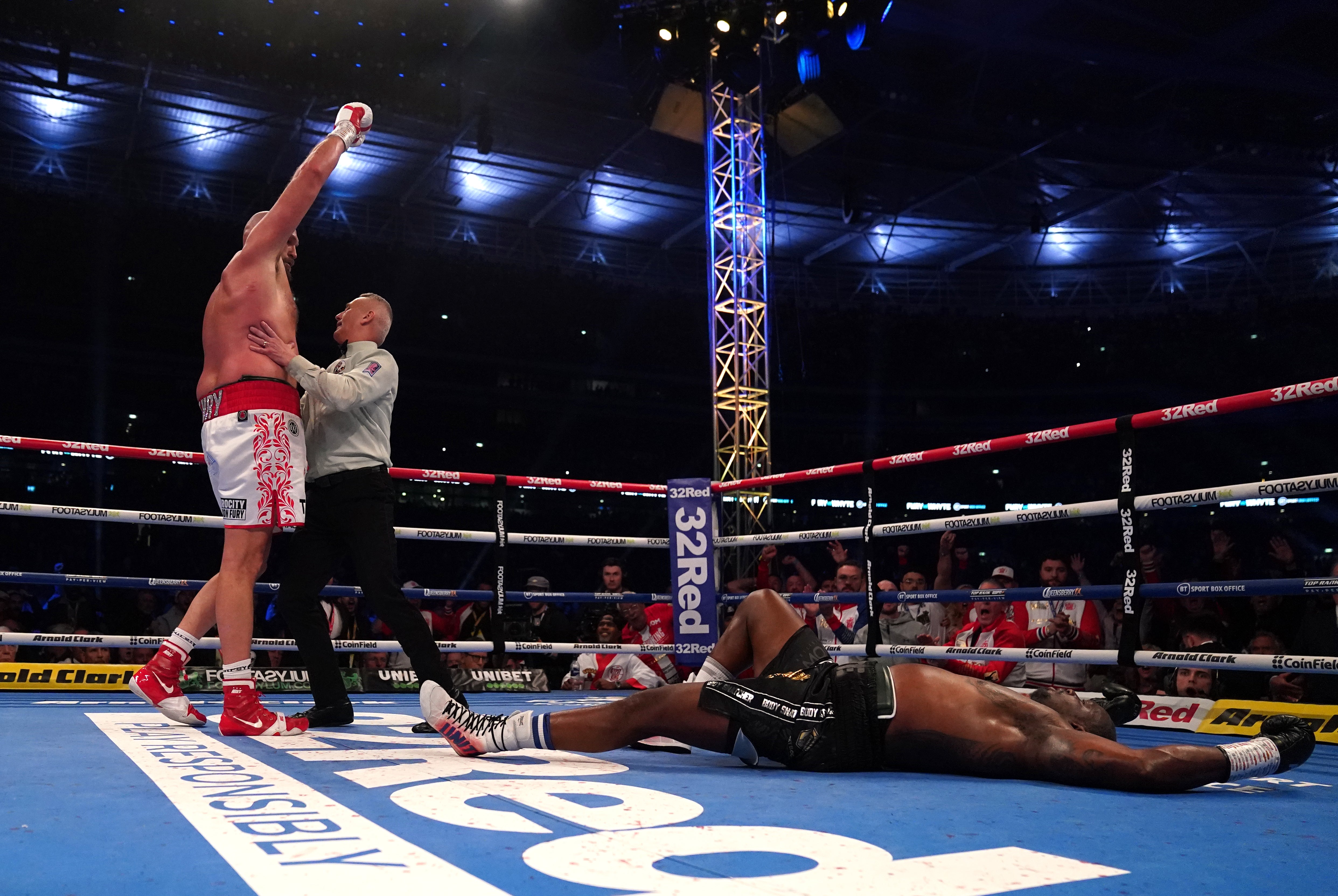Fury knocked out Dillian Whyte with an uppercut in round 6