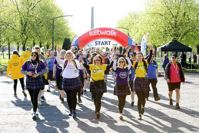 The Glasgow Kiltwalk raised £3 million for Scottish charities on Sunday (PA)