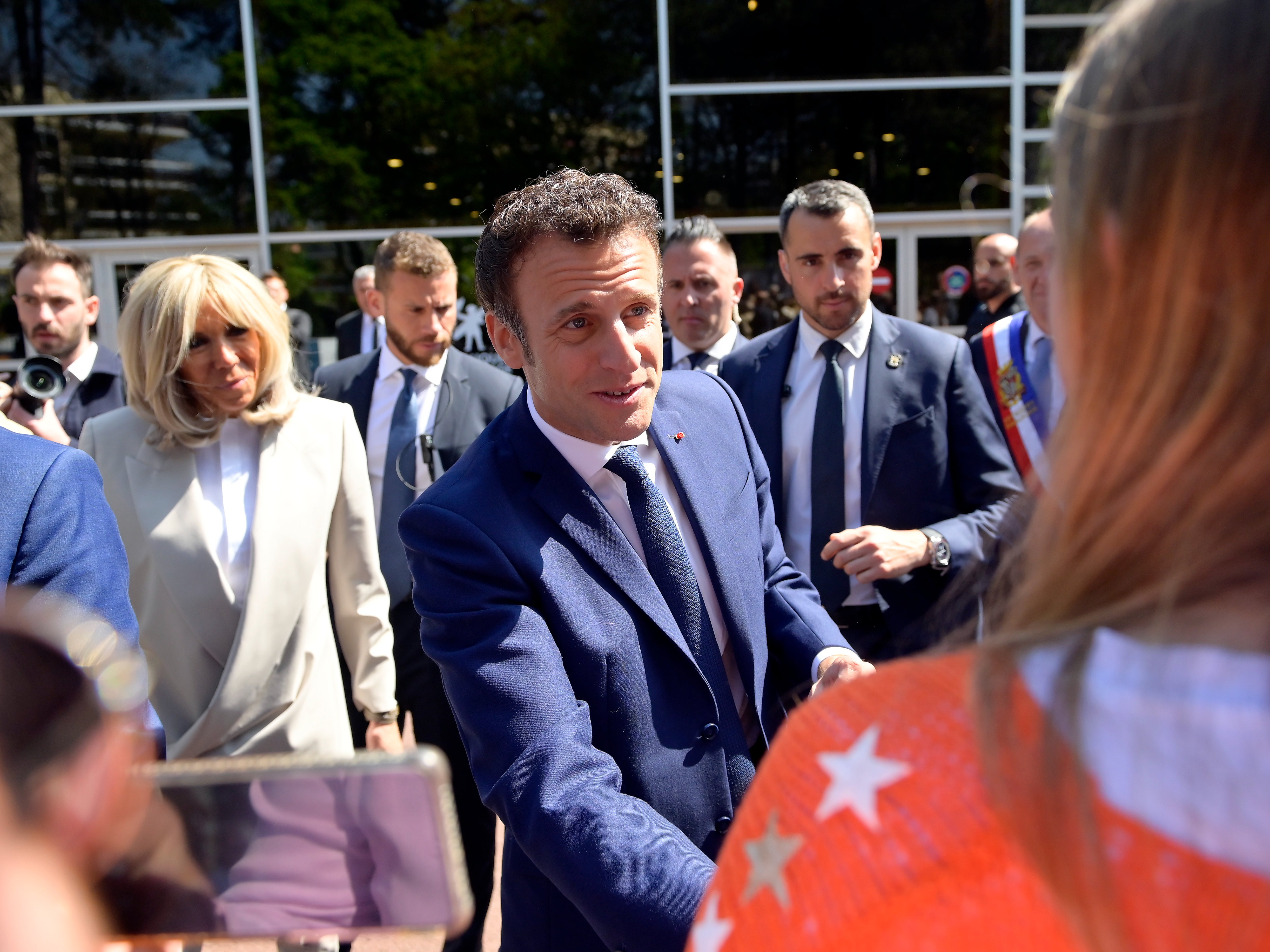 Emmanuel Macron meets voters in Le Touquet